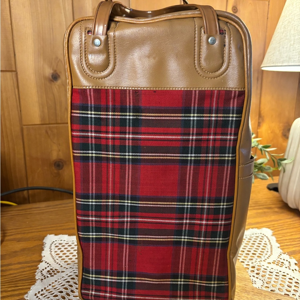 Vintage Thermos King Seeley Thermos and Red Plaid Picnic Set.